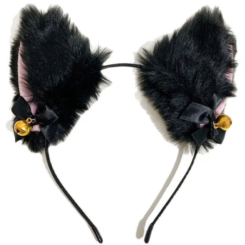 Halloween Cat Ears Bell Headband with Fox Fur - Image 16