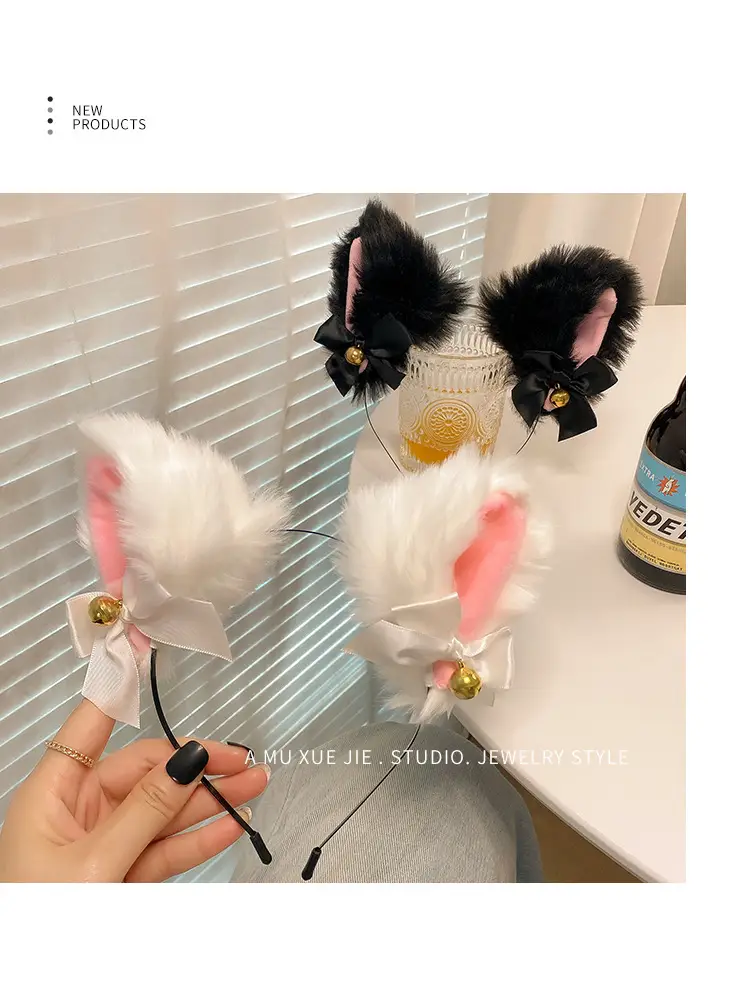 Halloween Cat Ears Bell Headband with Fox Fur — feature 4