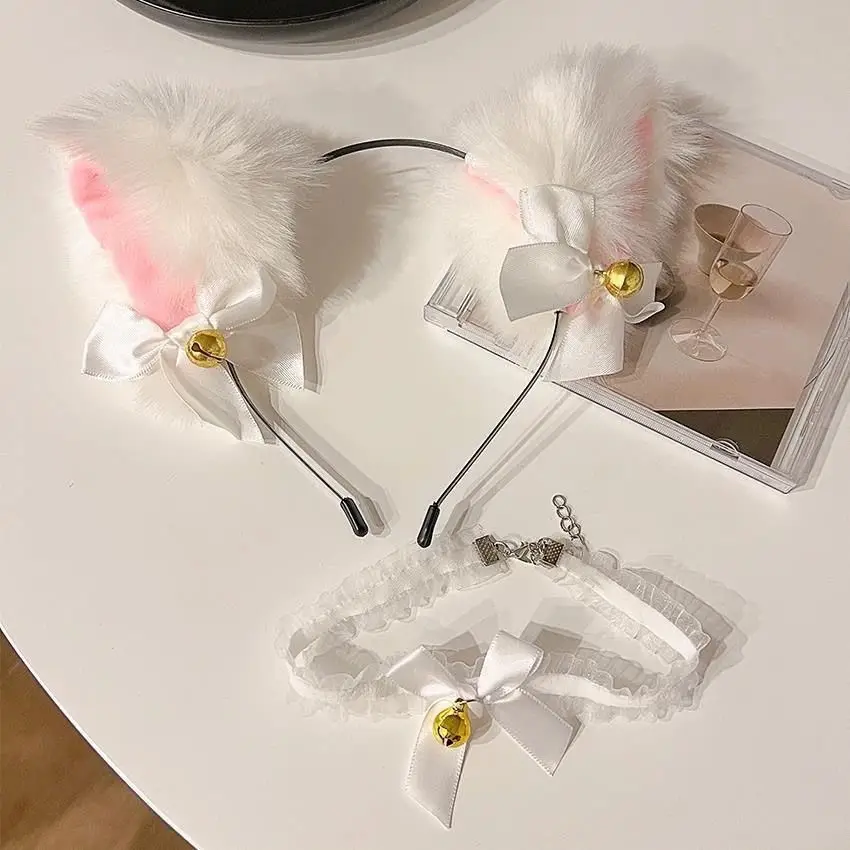 Halloween Cat Ears Bell Headband with Fox Fur - Image 11