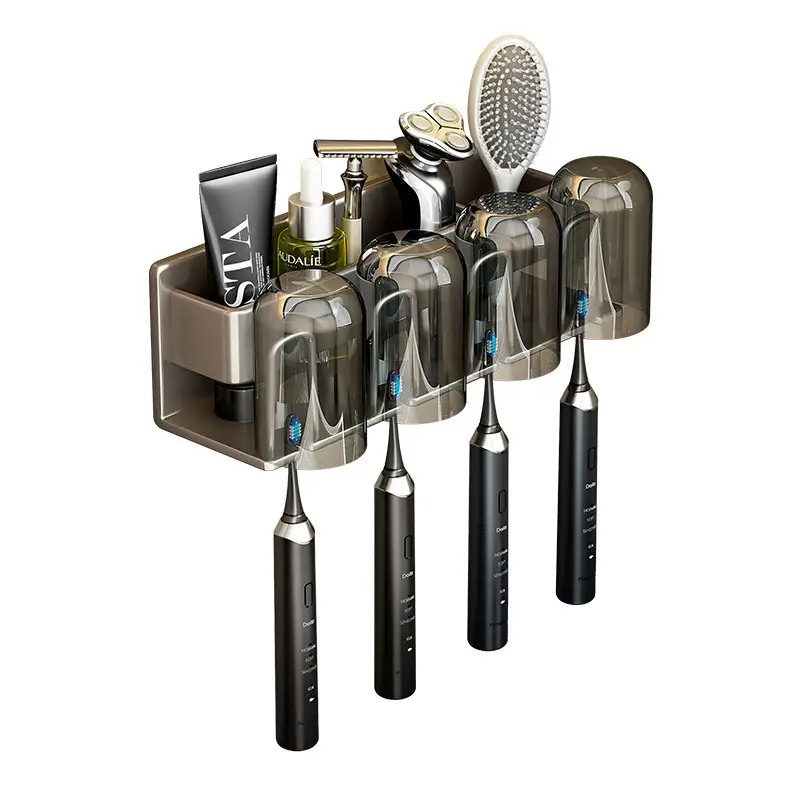 Wall-Mounted Electric Toothbrush Rack with 5 Tooth Cups