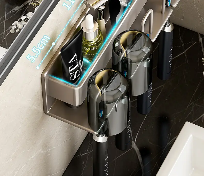 Wall-Mounted Electric Toothbrush Rack with 5 Tooth Cups — feature 13