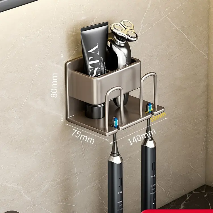 Gun Ash-Two-Person Aluminum Toothbrush Holer (No Punch)