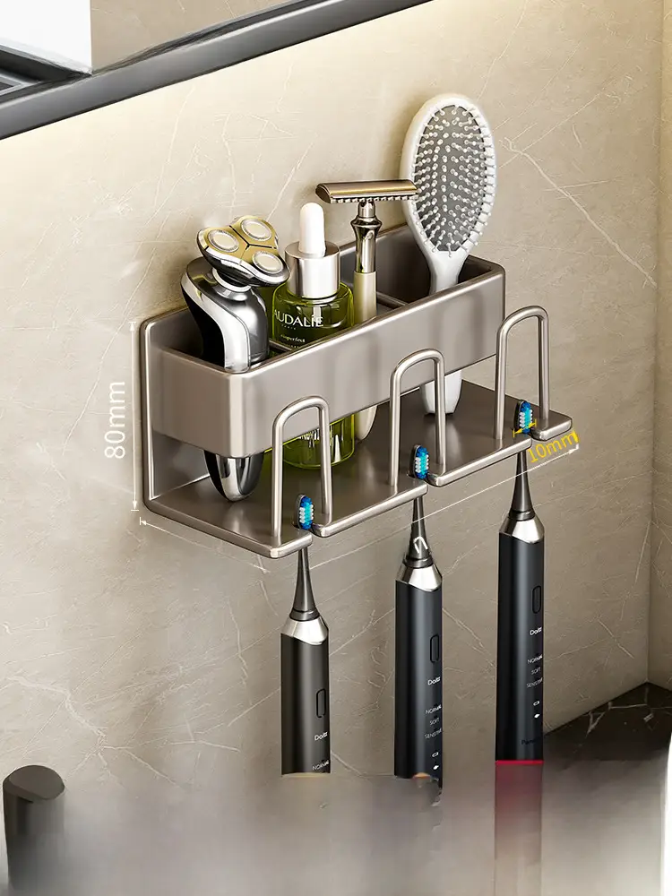 Wall-Mounted Electric Toothbrush Rack with 5 Tooth Cups