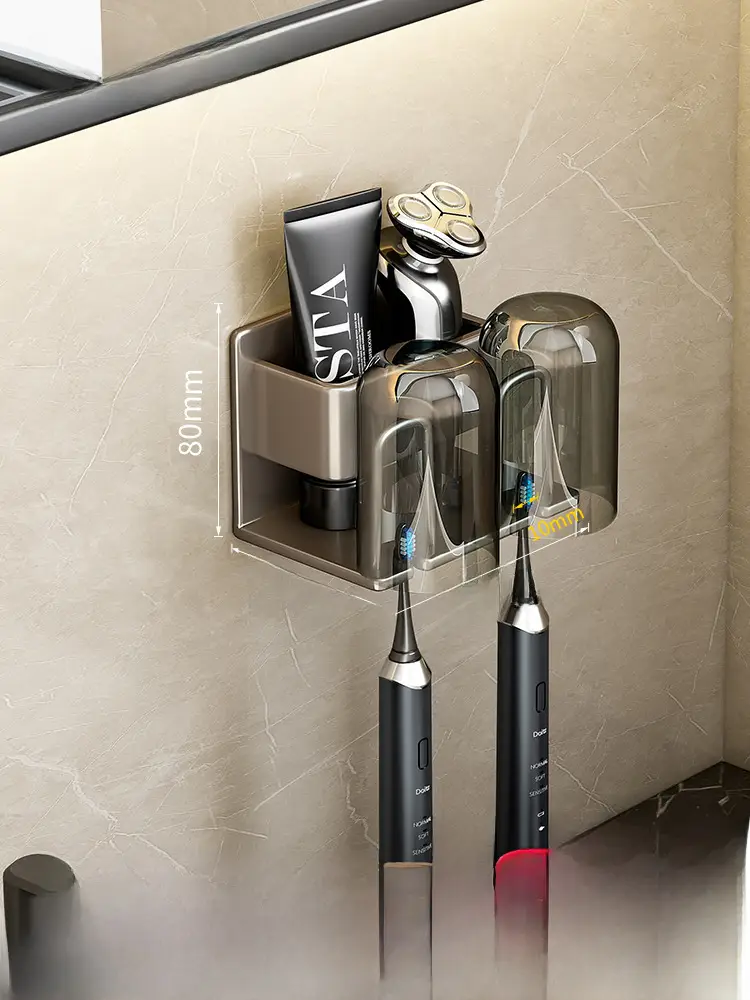 Wall-Mounted Electric Toothbrush Rack with 5 Tooth Cups