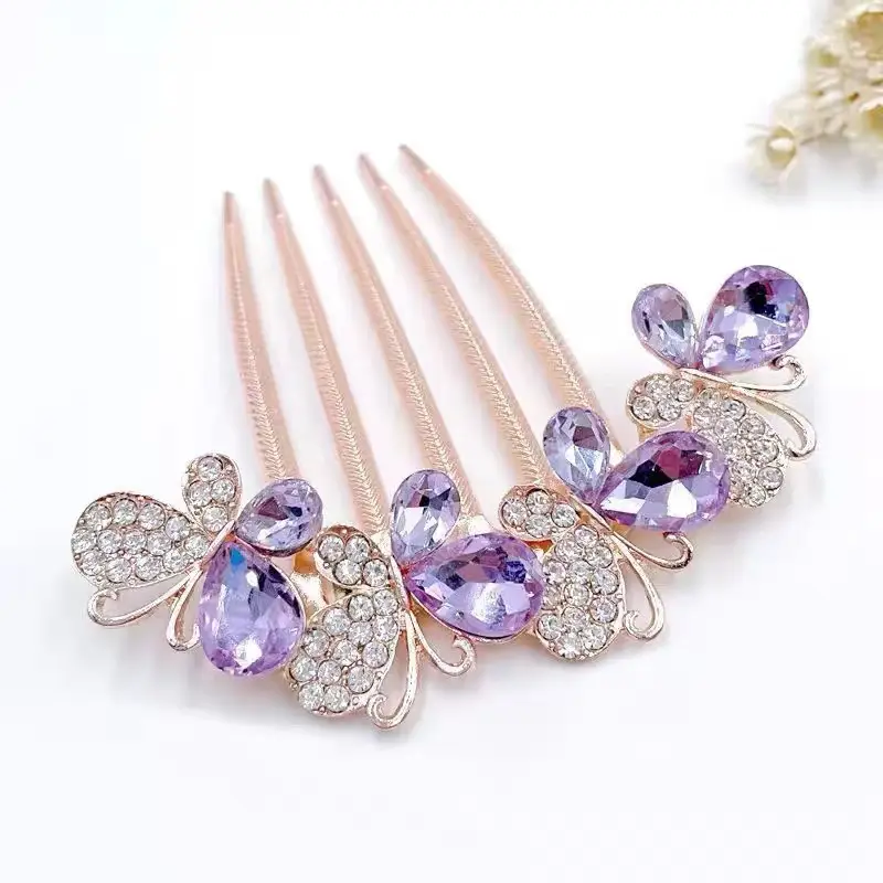 Crystal Butterfly Hair Combs with Rhinestone Design