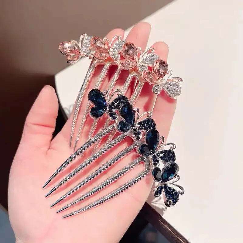 Crystal Butterfly Hair Combs with Rhinestone Design — feature 1