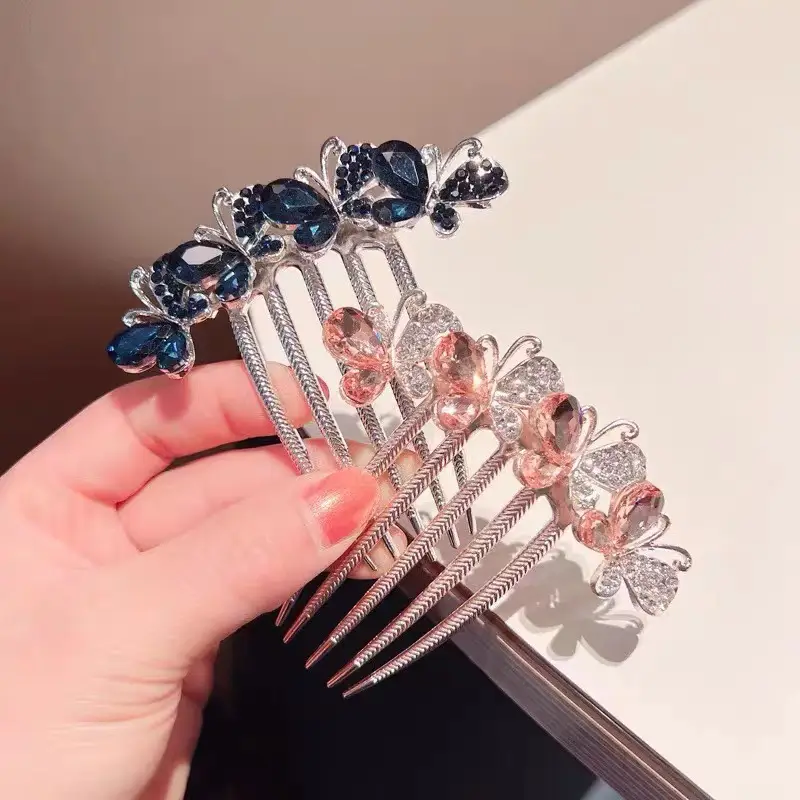 Crystal Butterfly Hair Combs with Rhinestone Design — feature 2