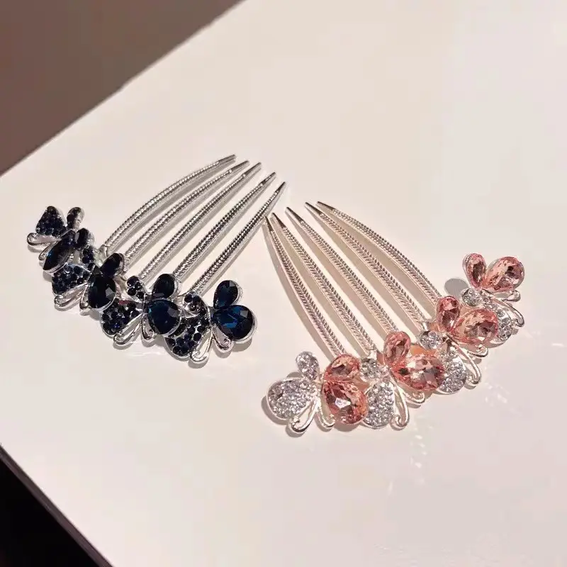 Crystal Butterfly Hair Combs with Rhinestone Design — feature 3