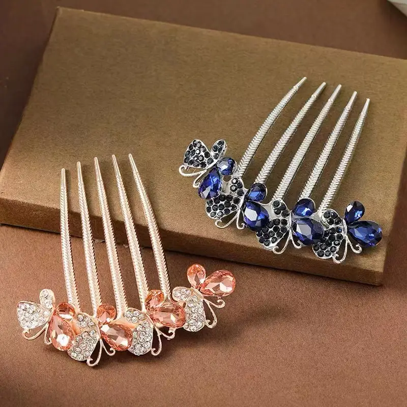 Crystal Butterfly Hair Combs with Rhinestone Design — feature 6