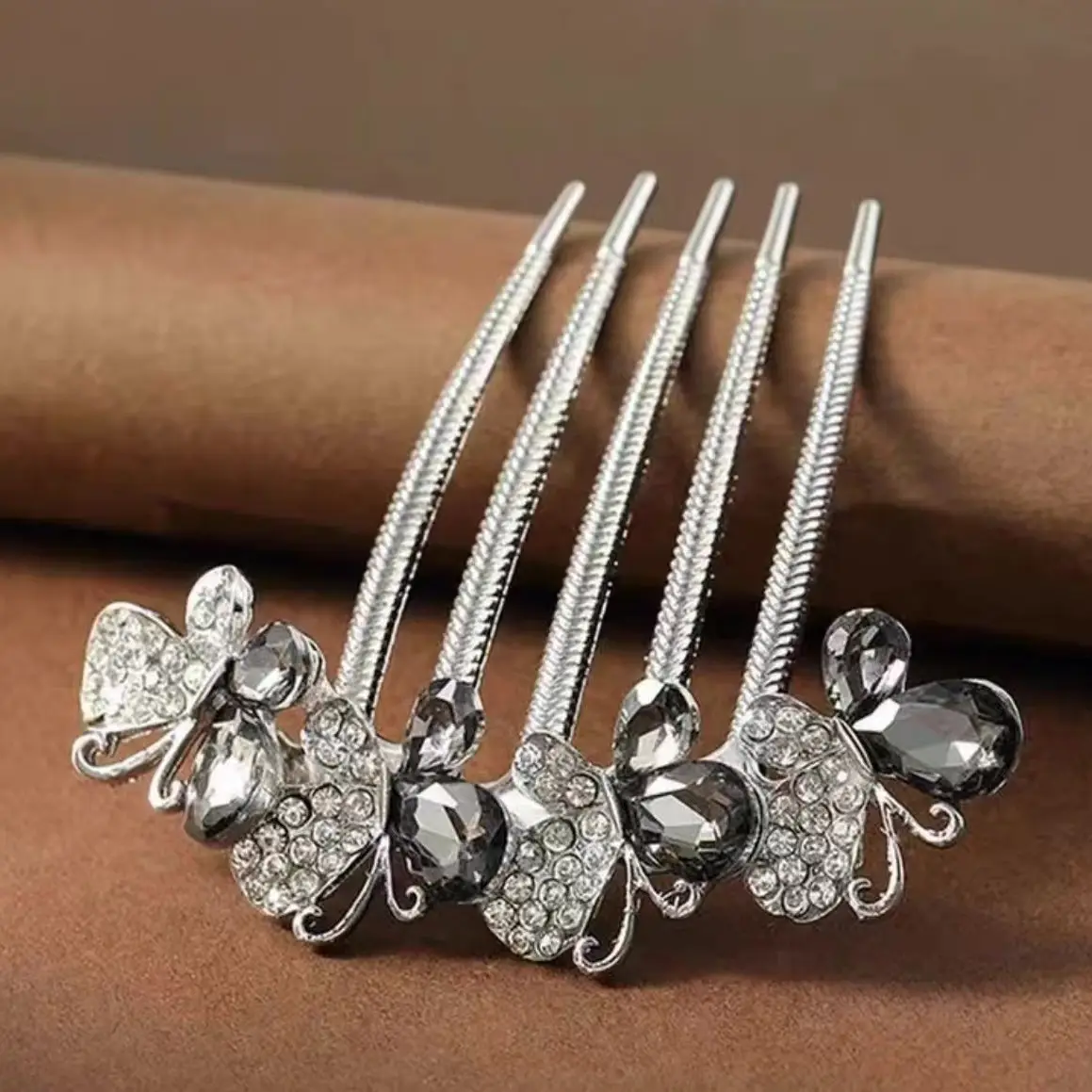 Crystal Butterfly Hair Combs with Rhinestone Design