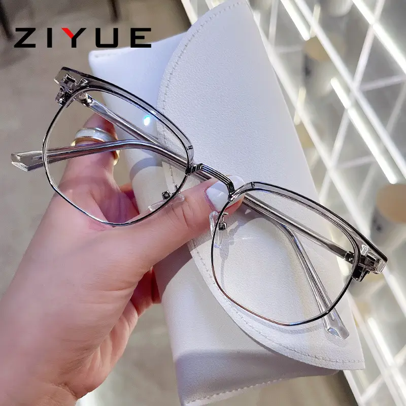 Retro Black Half Frame Anti-Blue Ray Glasses for Students - Image 8