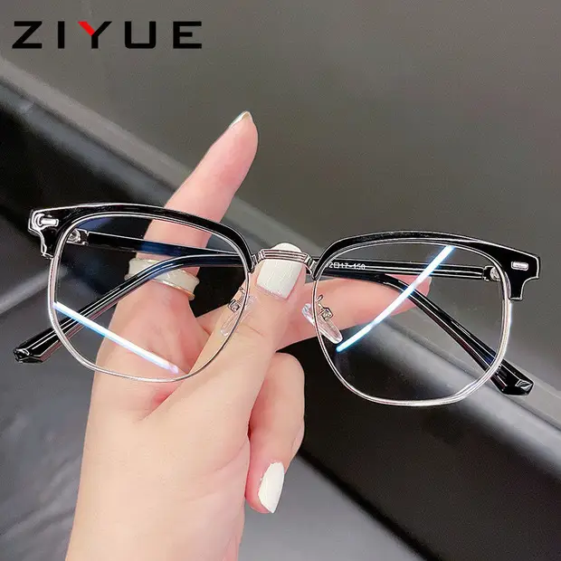 Retro Black Half Frame Anti-Blue Ray Glasses for Students - Image 9