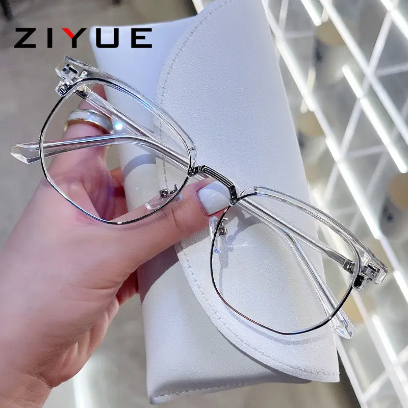 Retro Black Half Frame Anti-Blue Ray Glasses for Students - Image 3