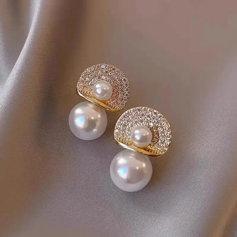Pearl Earrings Gold Plated 2022 Fashion Women - Image 3