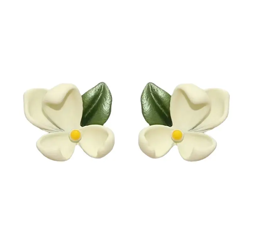 S925 Silver Flower Earrings for Women Gardenia Tea Style - Image 6