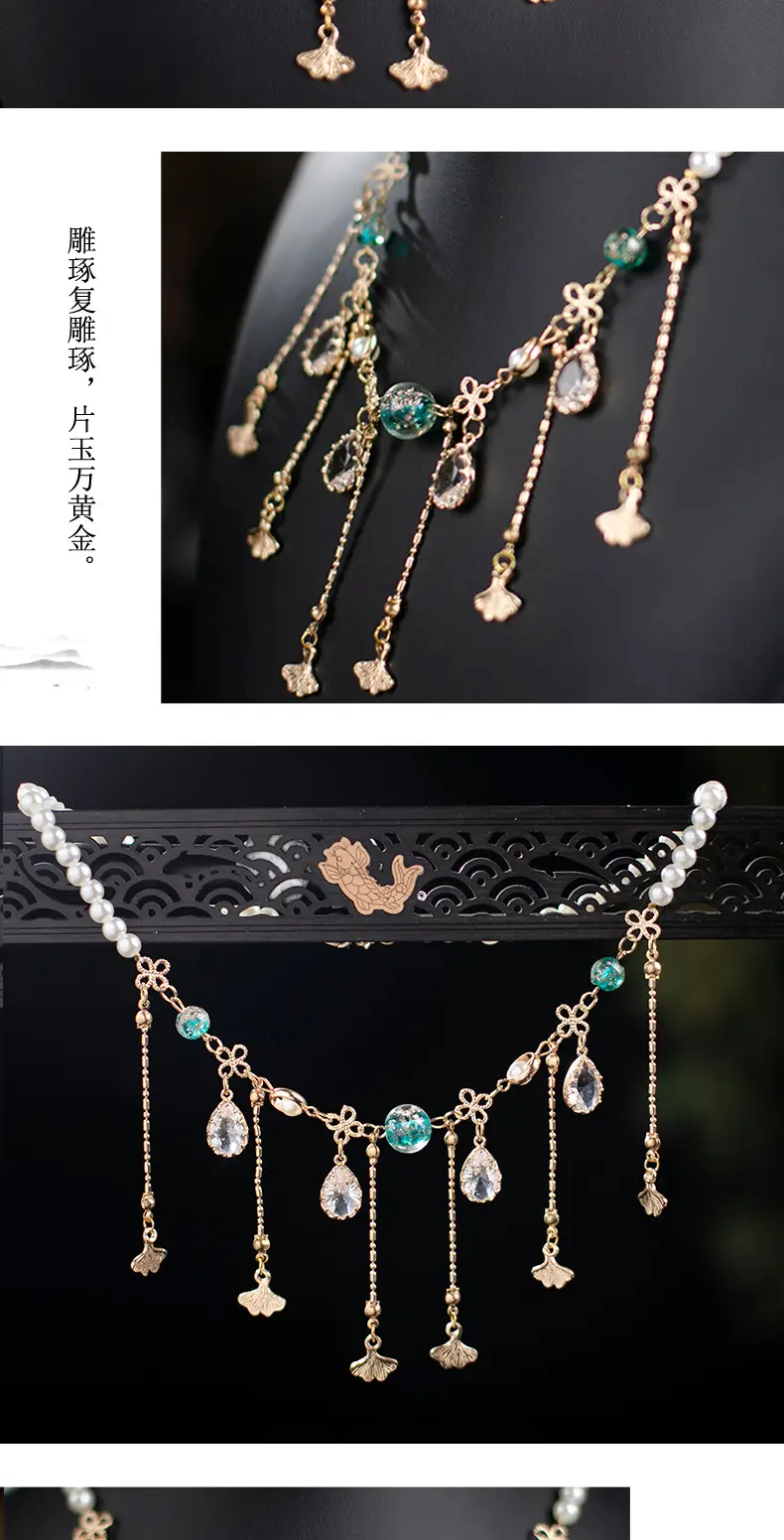 Tang Style Ginkgo Leaf Necklace for Women — feature 6