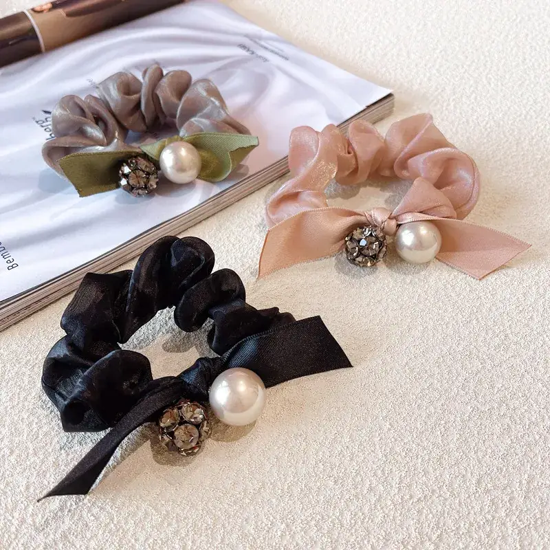 Elegant Pearl & Rhinestone Hair Ties for Women - Image 6