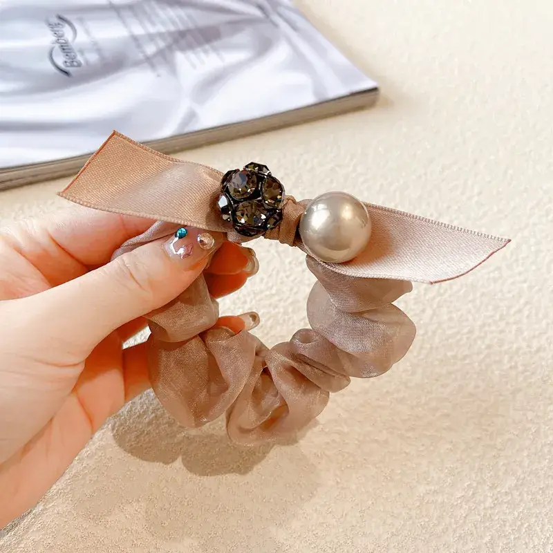 Elegant Pearl & Rhinestone Hair Ties for Women - Image 3