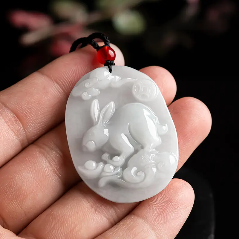 Natural Burma Jade Rabbit Pendant for Men Women - Image 3