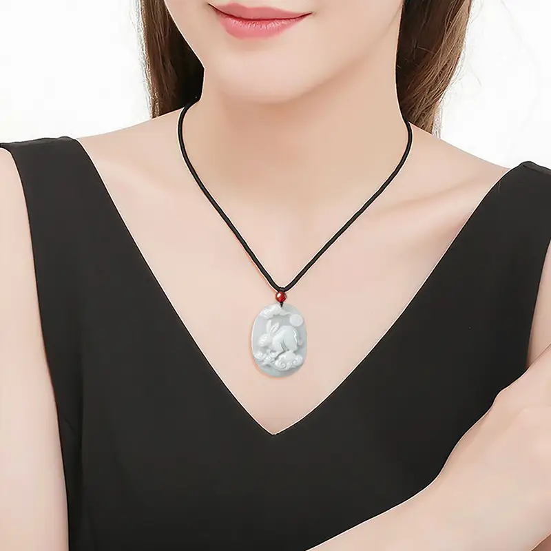 Natural Burma Jade Rabbit Pendant for Men Women - Image 4