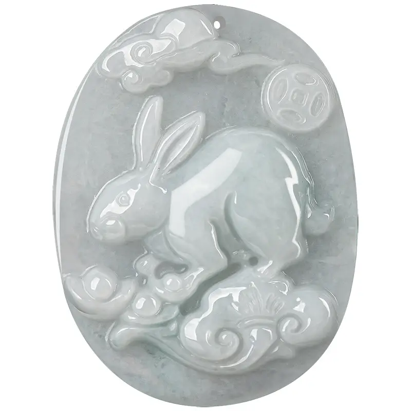 Natural Burma Jade Rabbit Pendant for Men Women - Image 5