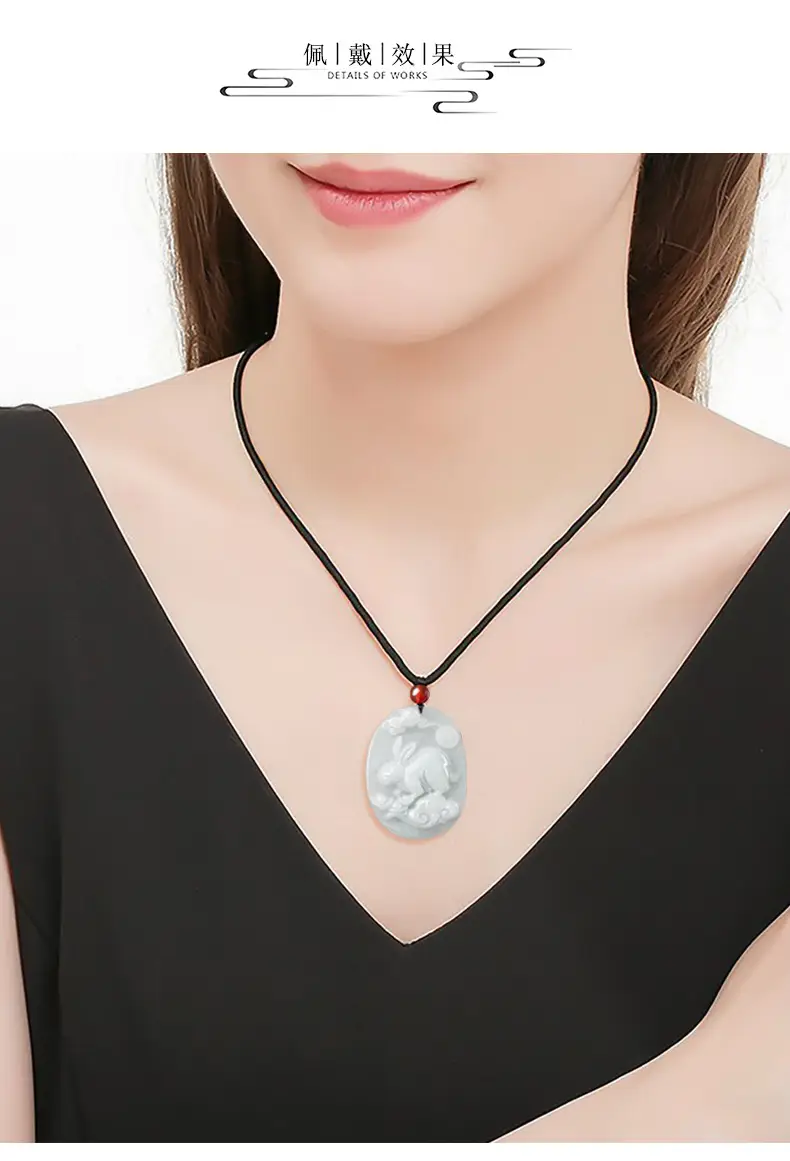Natural Burma Jade Rabbit Pendant for Men Women — feature 10