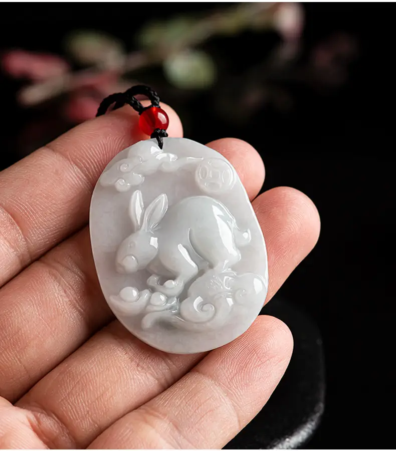 Natural Burma Jade Rabbit Pendant for Men Women — feature 8