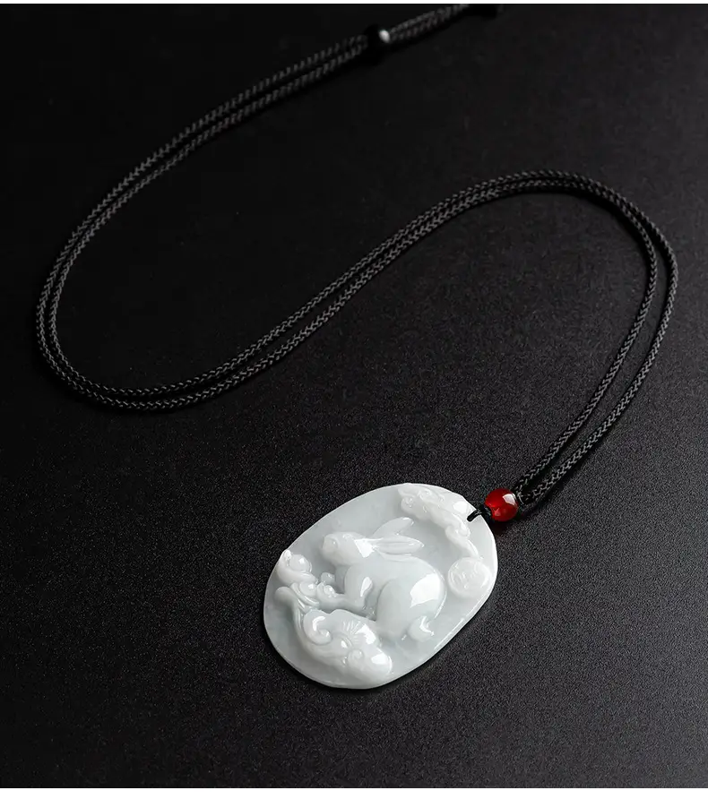 Natural Burma Jade Rabbit Pendant for Men Women — feature 9