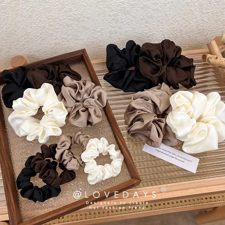 Brown Silk Satin Hair Scrunchie for Women