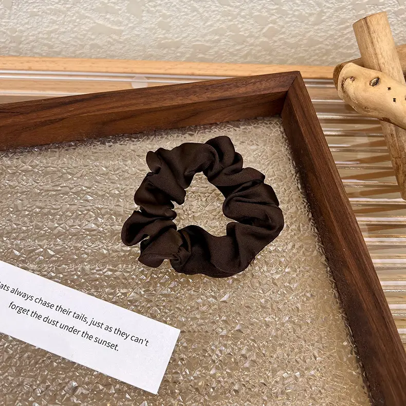 Brown Silk Satin Hair Scrunchie for Women