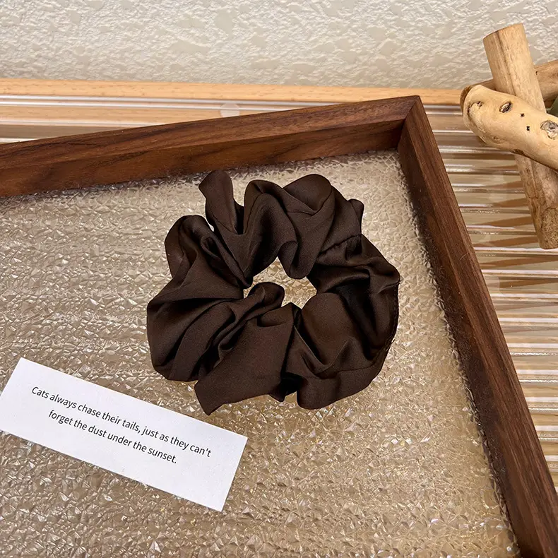 Brown Silk Satin Hair Scrunchie for Women