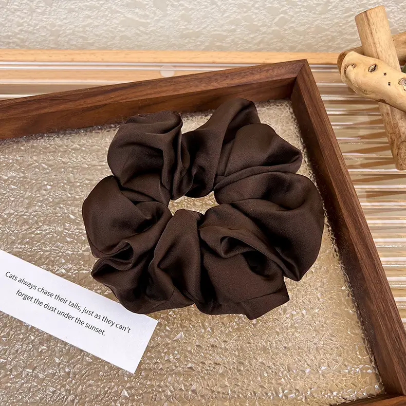 Brown Silk Satin Hair Scrunchie for Women