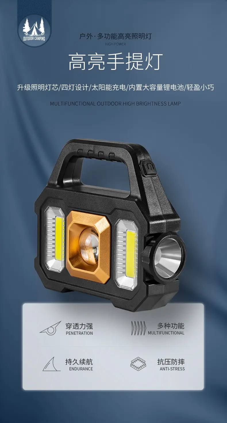 Solar Powered Portable Flashlight with COB & Micro USB — feature 10