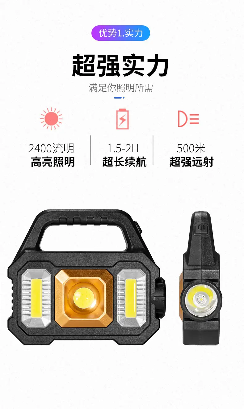 Solar Powered Portable Flashlight with COB & Micro USB — feature 12