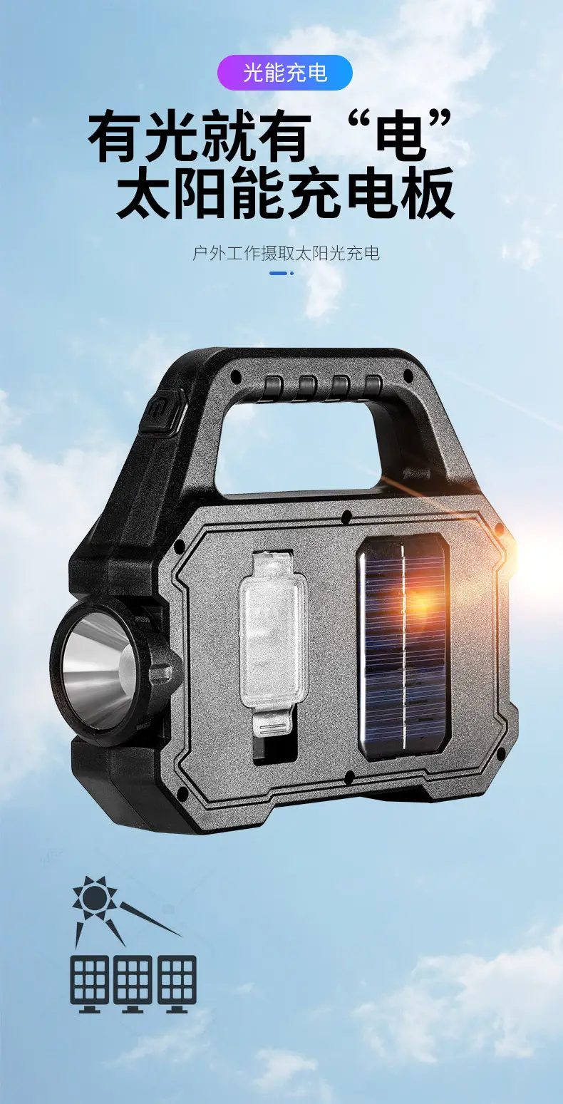 Solar Powered Portable Flashlight with COB & Micro USB — feature 18