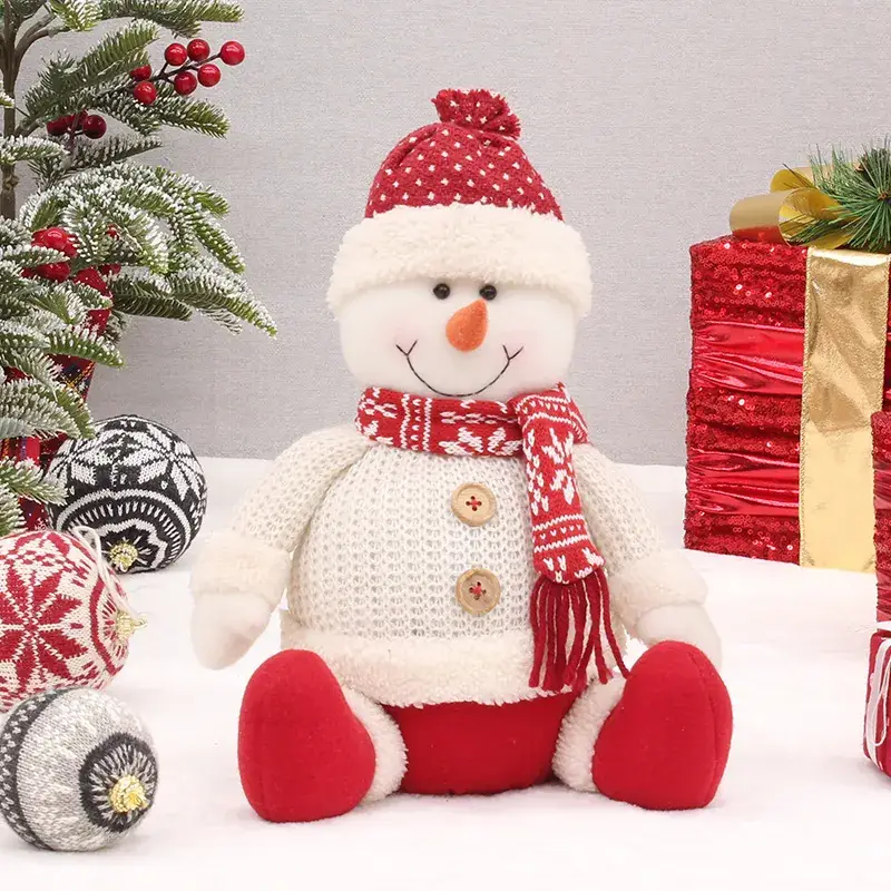 Plush Snowman Decorator Red White Christmas Ornament - Image 5