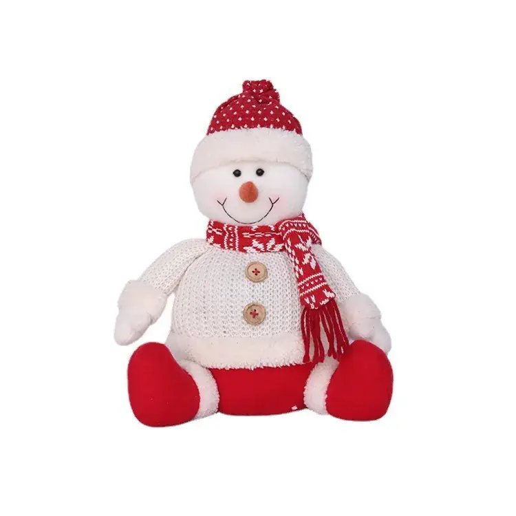 Plush Snowman Decorator Red White Christmas Ornament - Image 8