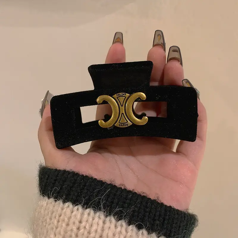 Jennie Oversized Bow Clip Hair Accessory Black Gold - Image 3