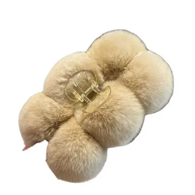 Grey Faux Fur Clip Hairpin for Women Large - Image 55