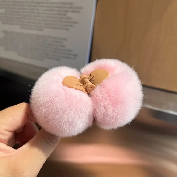 Grey Faux Fur Clip Hairpin for Women Large - Image 18
