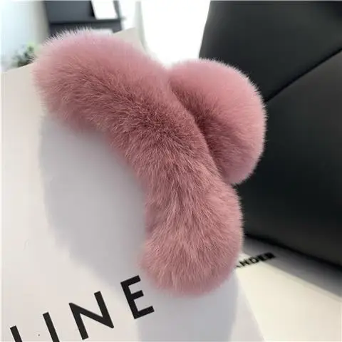 Grey Faux Fur Clip Hairpin for Women Large - Image 30