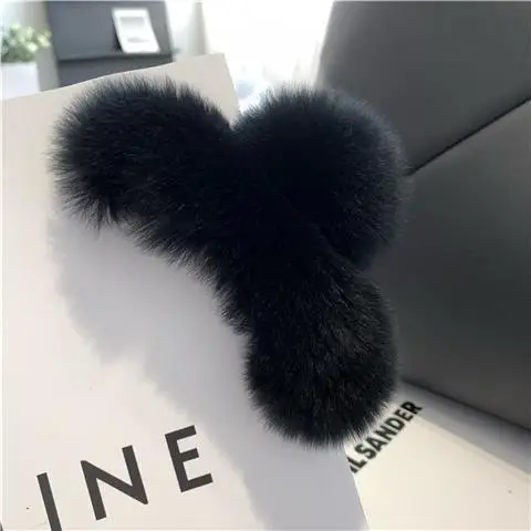 Grey Faux Fur Clip Hairpin for Women Large - Image 38