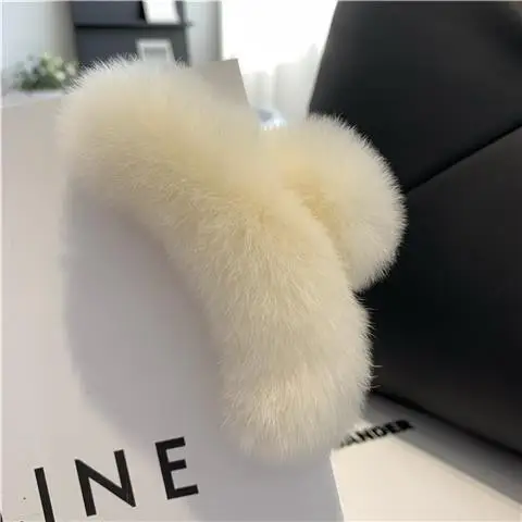 Grey Faux Fur Clip Hairpin for Women Large - Image 40