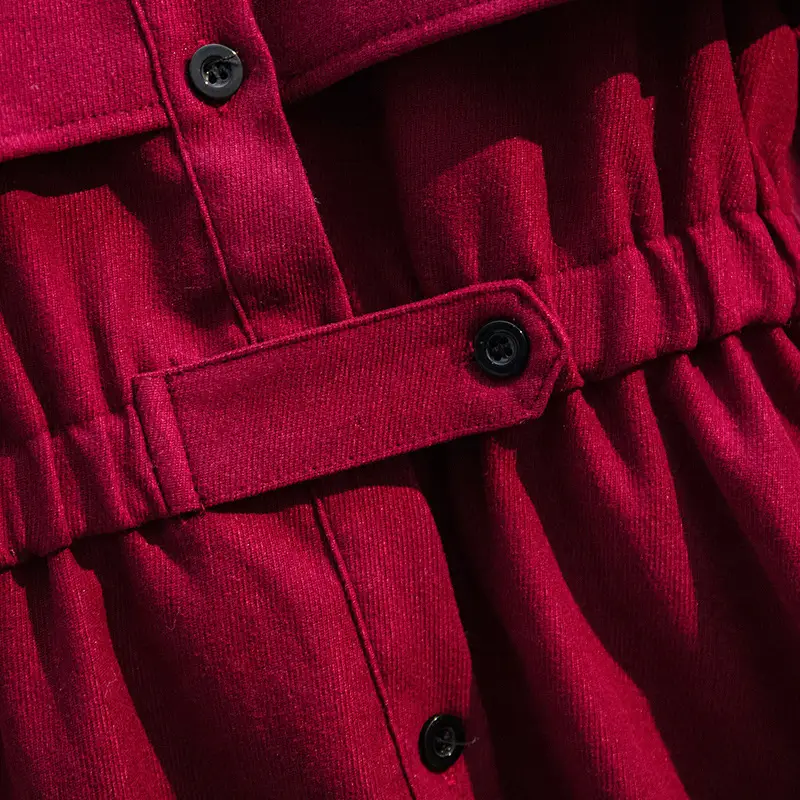 Girls' Maroon Long Sleeve Princess Dress College Style - Image 4