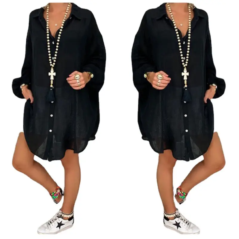 Women's Long Sleeve Cotton Linen Shirt Top Large - Image 10
