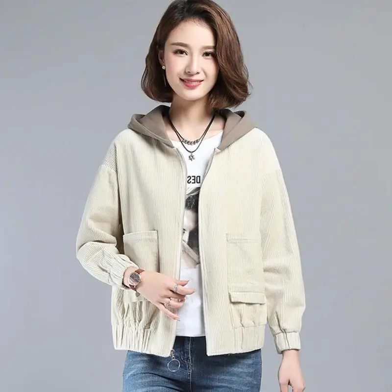 Women's Hooded Loose Jacket Beige 2024 Winter - Image 7