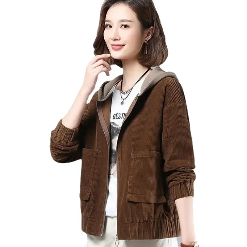 Women's Hooded Loose Jacket Beige 2024 Winter - Image 8