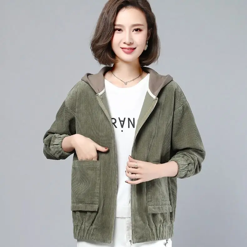 Women's Hooded Loose Jacket Beige 2024 Winter - Image 3