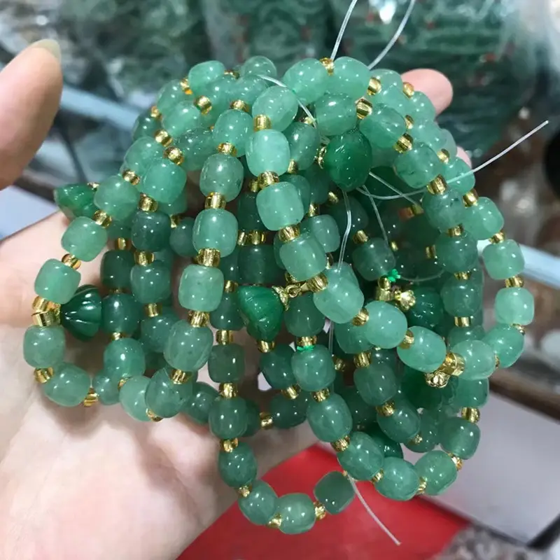 Natural Jade Bracelet Green High Old Beads India - Image 2