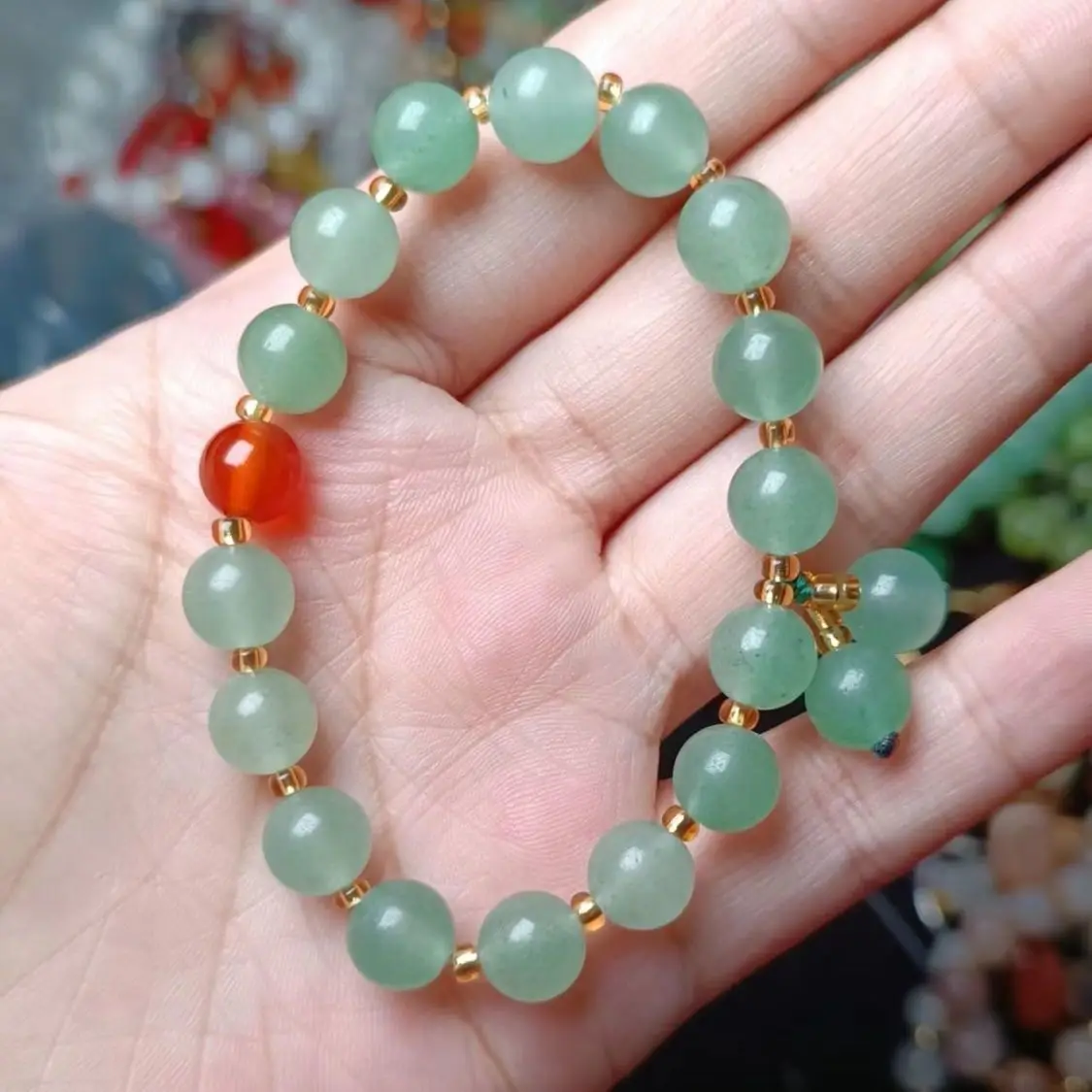 Natural Jade Bracelet Green High Old Beads India - Image 7